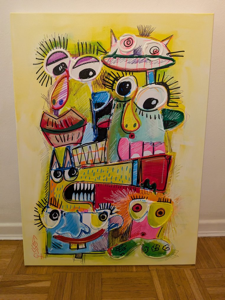 Denis OSSO (1965) - La Tour des Grimaces - unique original - avec châssis #2.1