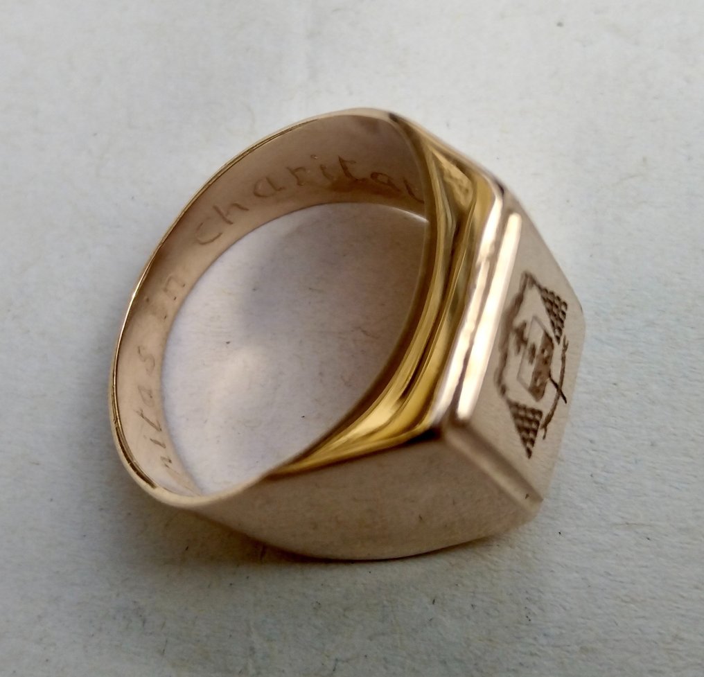 14 kt - Gult guld - Ring - Stemma cardinalizio - Giovanni Cheli - Unitas in Charitate #2.1