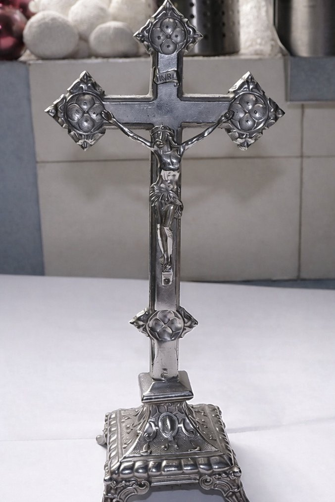 Gothic Kruzifix - Silbermetall - 1920-1930  #1.0