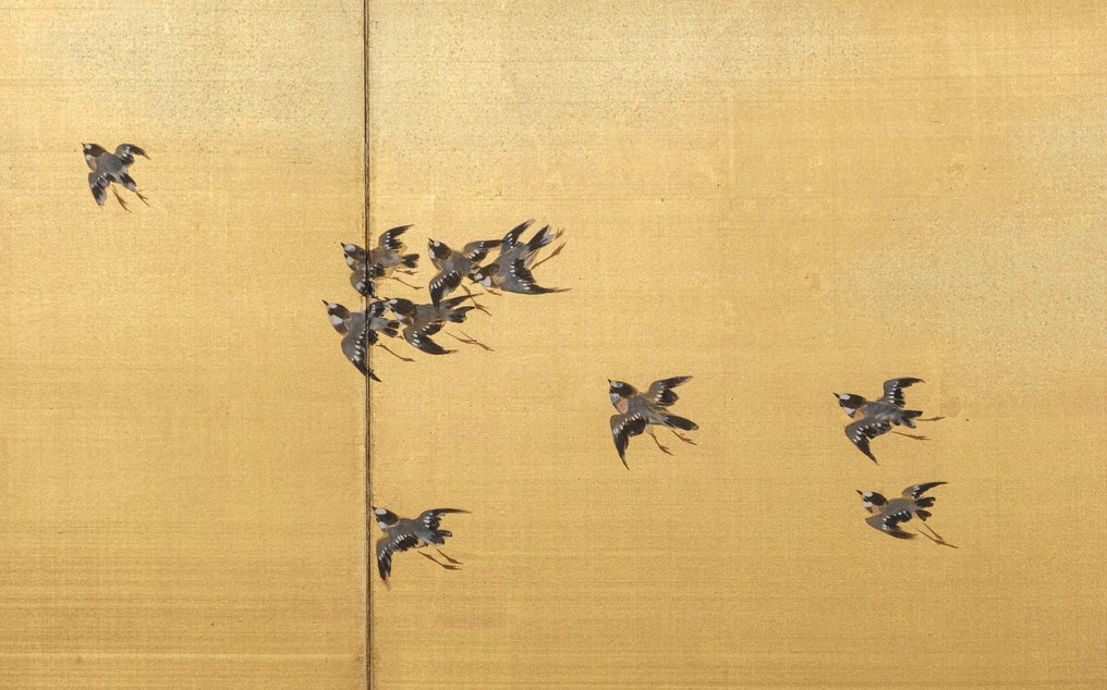 Byôbu 屏风 (折叠屏风) - 漆木，丝绸，金色丝绸 - 日本 - 大正時期（1912-1926） #3.2