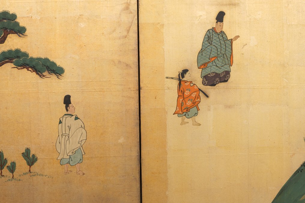 Byôbu 屏风 (折叠屏风) - 絲, 紙, 漆木 - 日本 - 大约在1900年(明治时期) #4.3