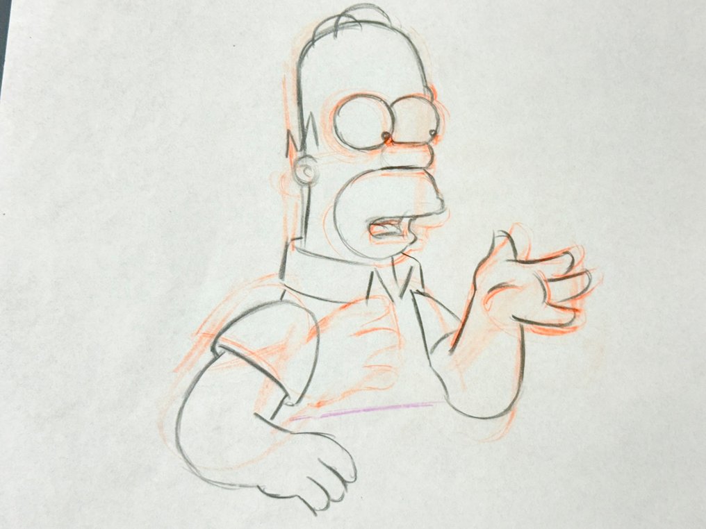 Gracie Films - Original animasjonstegning av Homer Simpson, sertifisert. - The Simpsons #1.0