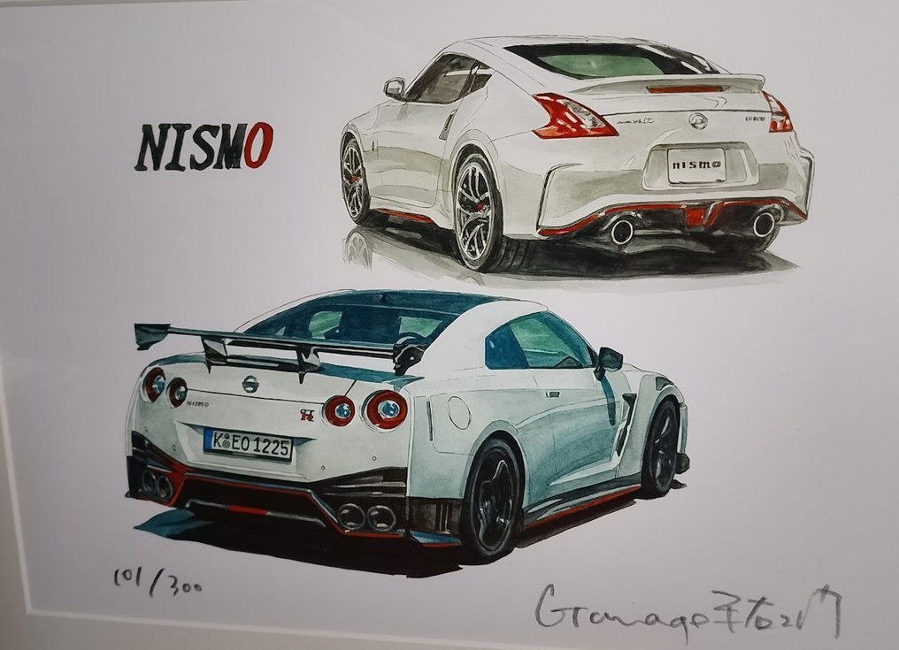 Set of 2 - Nissan NISMO Heritage - R35 GT-R & 370Z - Limited Giclée Art Prints by Heiemon - Hand - Heiemon (Japanese Automotive Illustrator) - Japani  (Ei pohjahintaa) #3.2