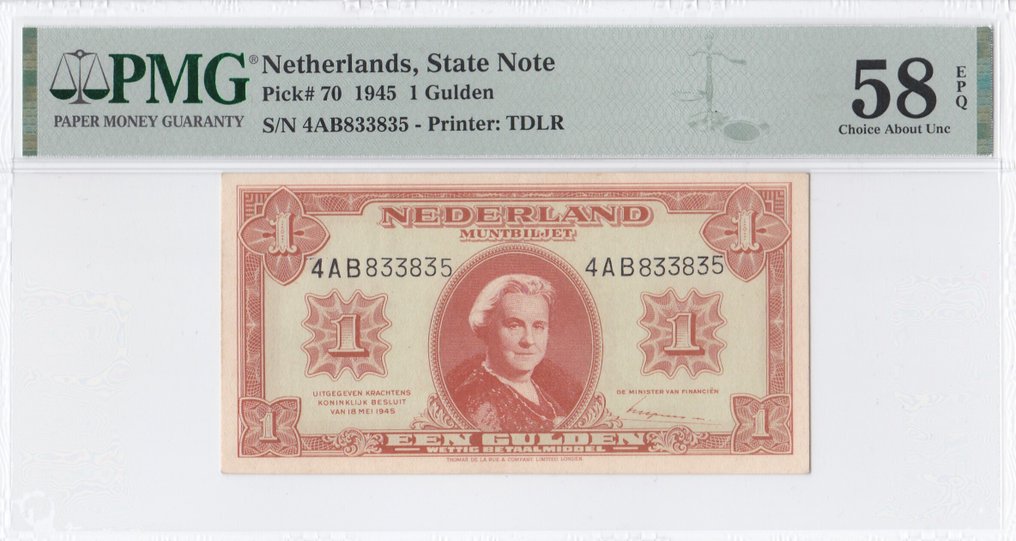 Niederlande. - 1 Gulden - 1945 - Muntbiljet - Pick 70 (Ohne mindestpreis) #1.0