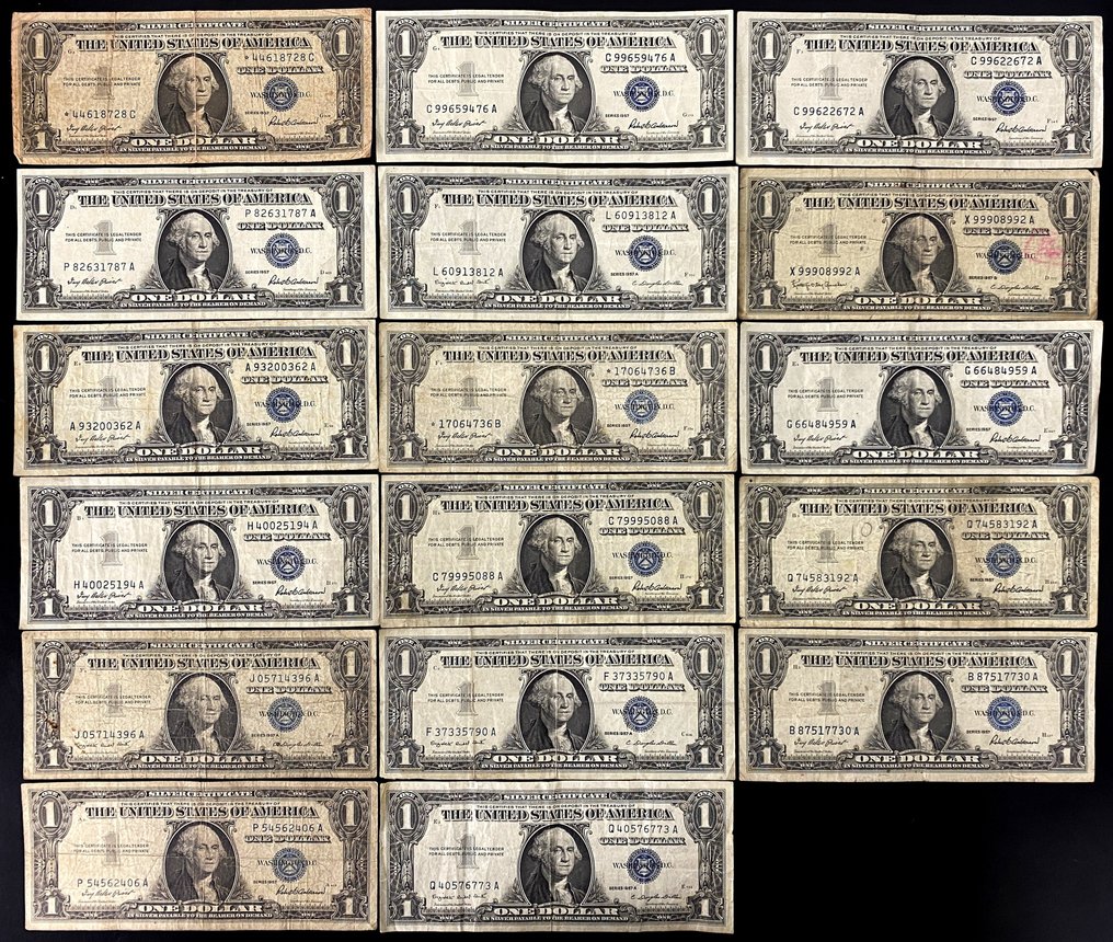 Ηνωμένες Πολιτείες Αμερικής. - 17 x 1 Dollar - 1957 - Silver Certificate - Pick 416  (χωρίς τιμή ασφαλείας) #1.0