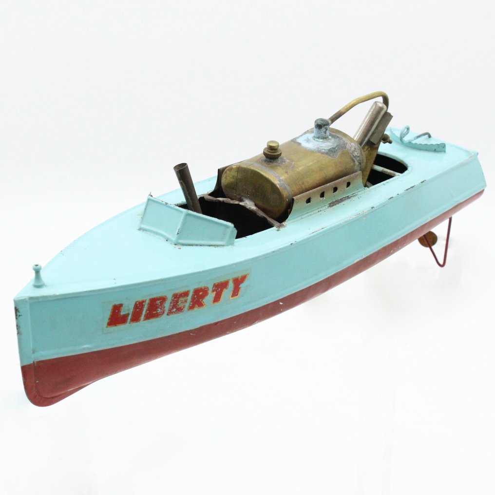 Kuramochi - 鐵皮玩具 - Live Steam Tin Toy Speed Boat - Liberty, 35cm - 1920-1930 - 日本 #3.2