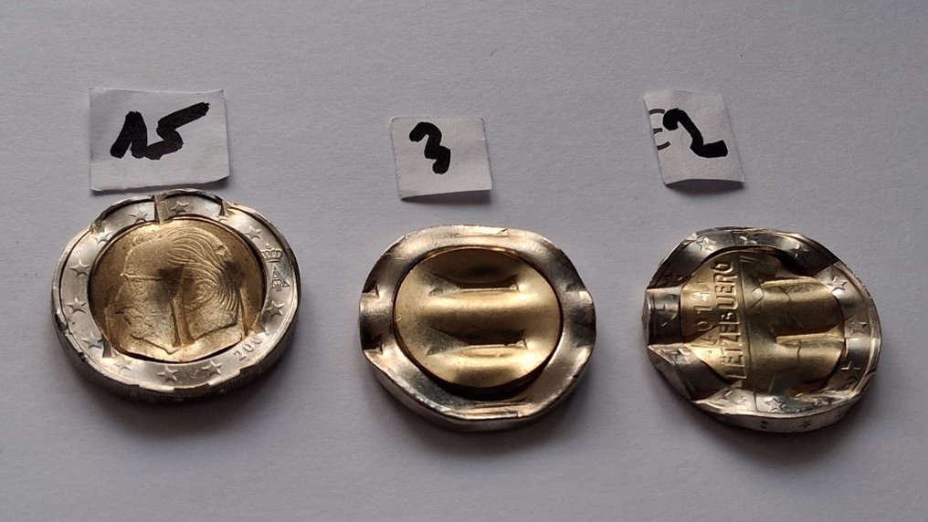 Ευρώπη. 2 Euro 2001/2014 (3 coins with cancellation marks)  (χωρίς τιμή ασφαλείας) #1.0