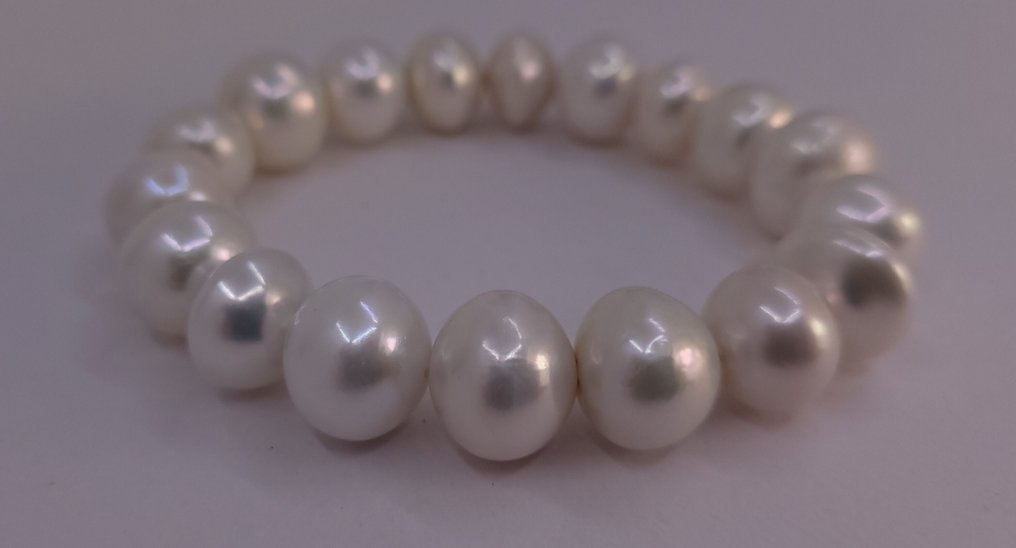 No reserve price - Bracelet 12x14mm White Edison Freshwater pearls #4.3