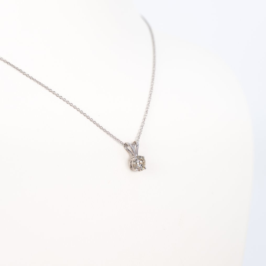 Zonder minimumprijs - Ketting met hanger - 14 karaat Witgoud -  0.70ct. tw. Diamant (Natuurlijk) - IGI #3.2