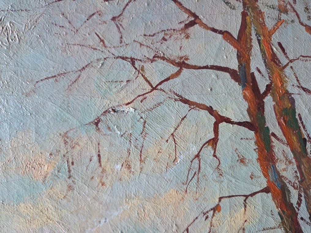 Dutch school (XX) - Winterlandschap. Mogelijk Laren? #3.2