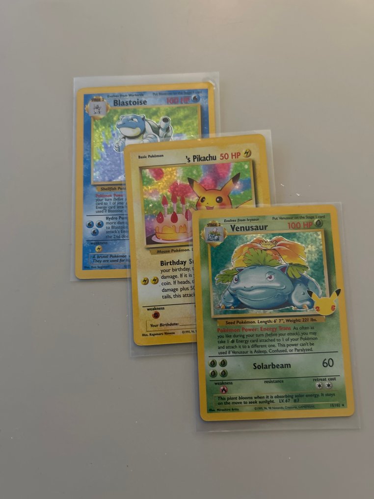 Pokémon - 3 Card - Blastoise, Pikachu, Venusaur 2/102. 15/102. 24 Προωθητική κάρτα, Foil - Various sets #2.1
