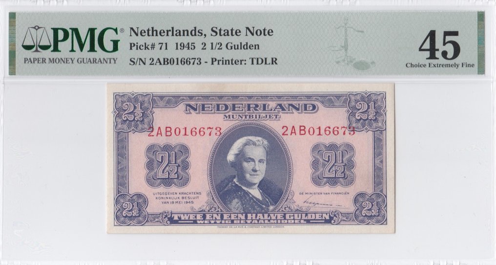 Netherlands. - 2 1/2 Gulden - 1945 - Muntbiljet - Pick 71 (No reserve price) #1.0