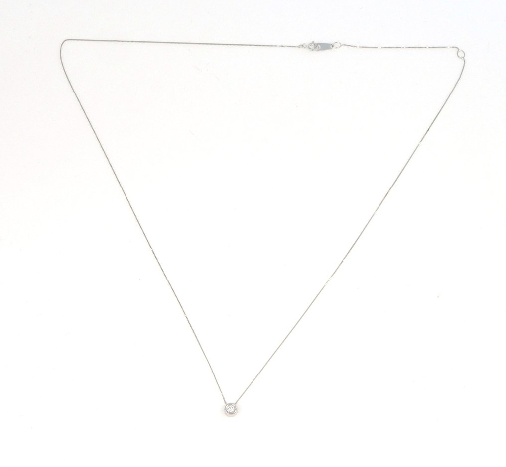 Zonder minimumprijs - Ketting met hanger - 18 karaat Witgoud -  0.07ct. tw. Diamant (Natuurlijk)  #1.0