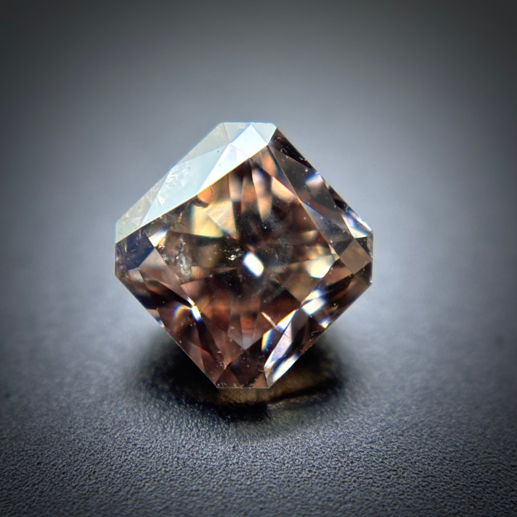 1 pcs 鑽石  (天然彩色)  - 0.53 ct - 雷地恩型 - Fancy 褐色 粉紅色 - I1 - Antwerp Laboratory for Gemstone Testing (ALGT) #1.0
