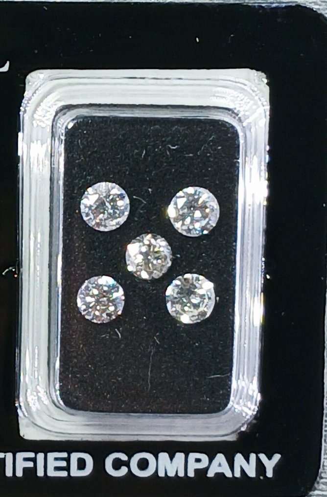 Sem preço de reserva - 5 pcs Diamante  (Natural)  - 1.10 ct - Redondo - D (incolor), E, F, G - SI1, VS1 - Gemmological Centre Israel (G.C.I.) #1.0