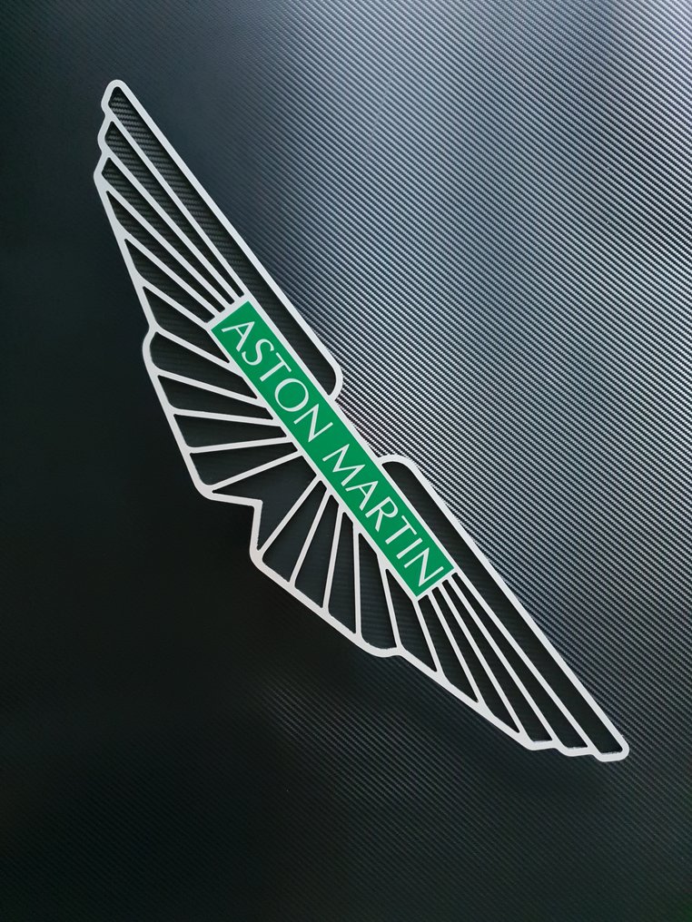 Sign - Aston Martin - Professional Wall Logo - Aluminium*/Carbon Kevlar Pattern #4.3