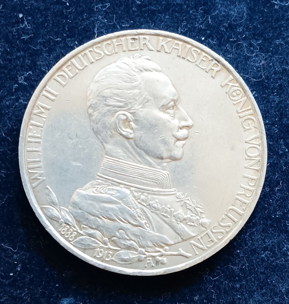 Germania. Guglielmo II. 3 Mark 1913 A / 25th Anniversary of the Reign  (Senza prezzo di riserva) #1.0