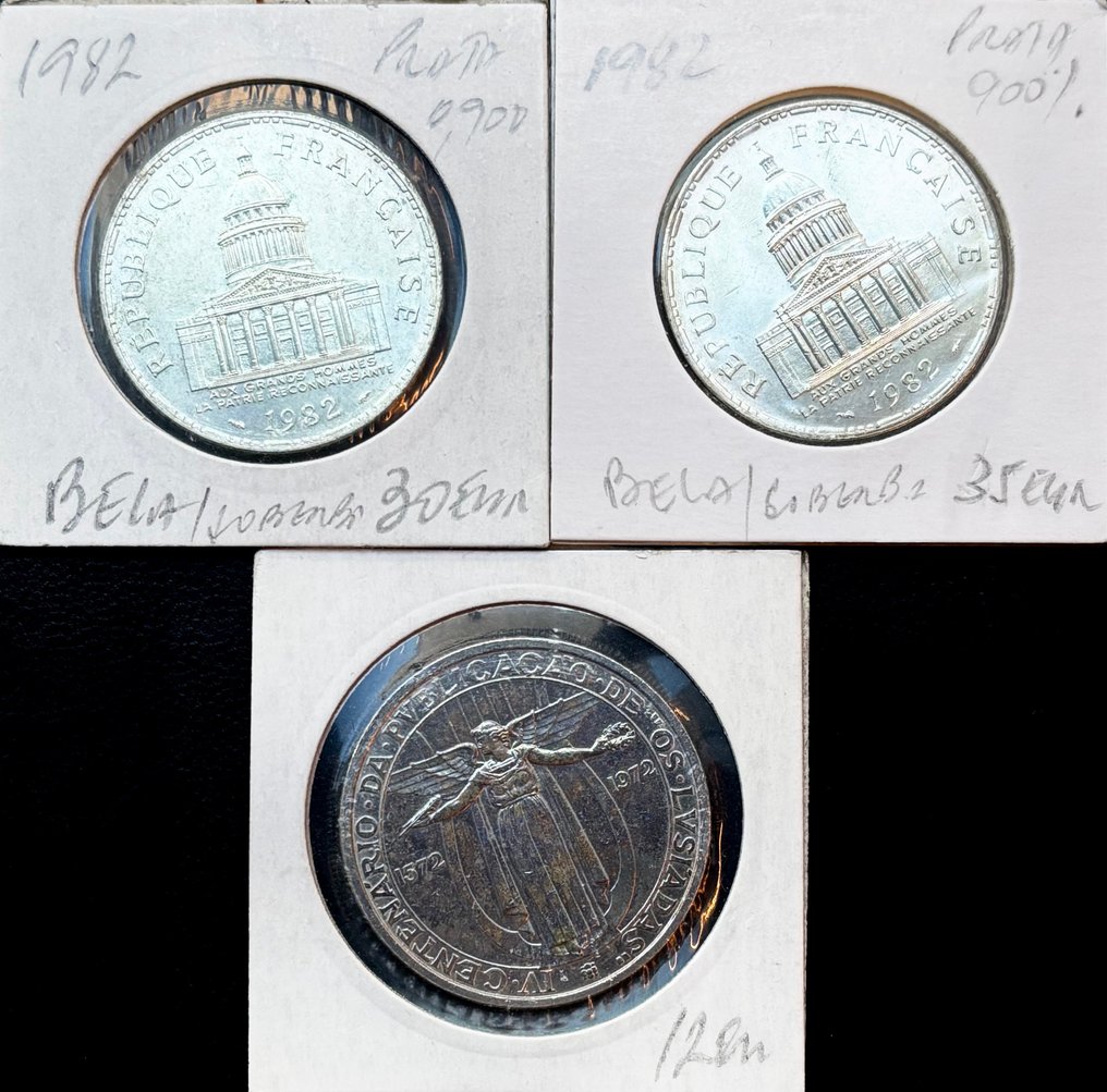 Francia e Portogallo. 100 Francs 1982 x 2 Moedas e 50 Escudos Os Lusiadas 1972 (Senza prezzo di riserva) #1.0
