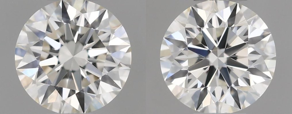 Senza prezzo di riserva - 2 pcs Diamante  (Naturale)  - 0.82 ct - Rotondo - H - IF - International Gemological Institute (IGI) - Matching Pair VG EX #1.0