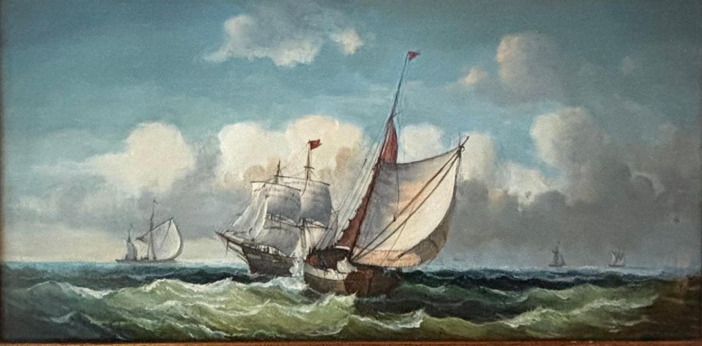 Dutch school (XX) - zeegezicht met schepen #2.1