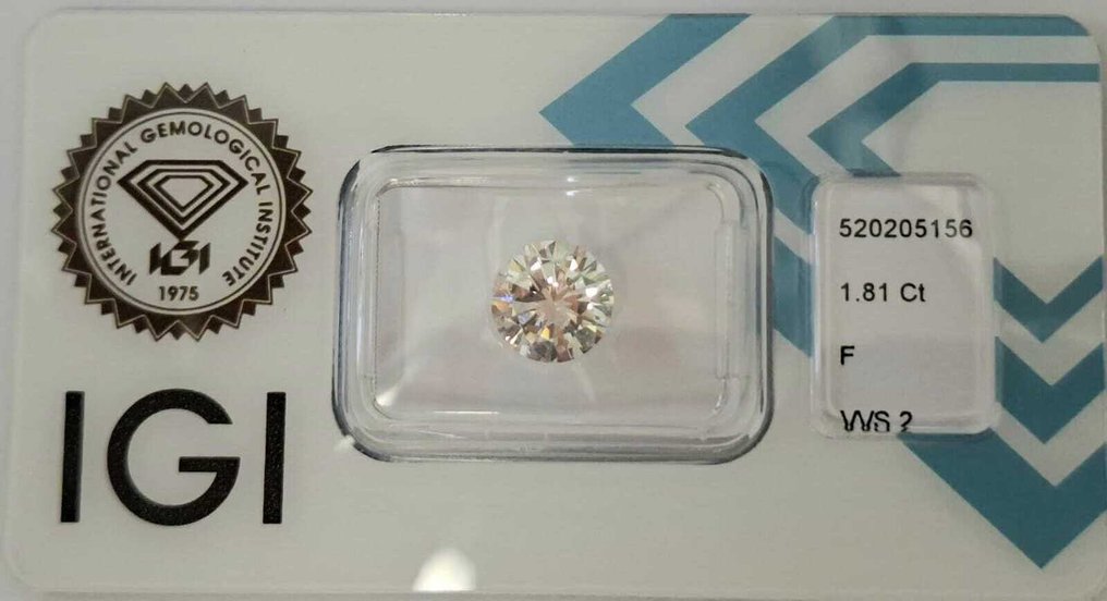 1 pcs Diamond  (Natural)  - 1.81 ct - Round - F - VVS2 - International Gemological Institute (IGI) #4.3