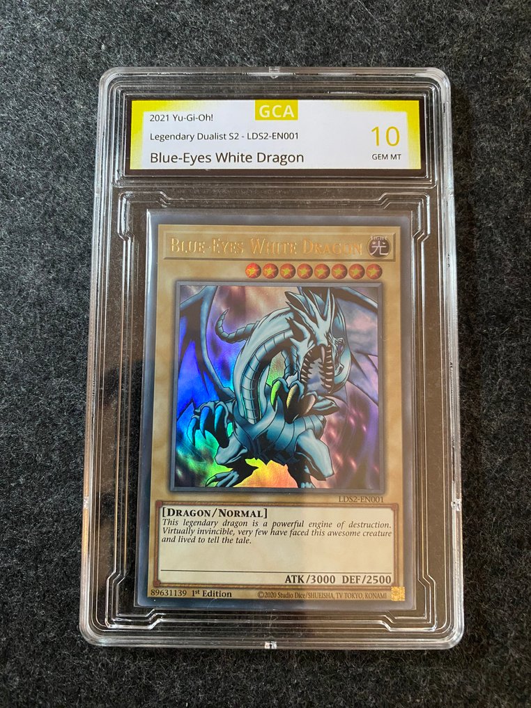 Konami - 1 Graded card - Yu-Gi-Oh! - Blue-Eyes White Dragon LDS2-EN001 壓膜, 初版 - PSA 10 #1.0