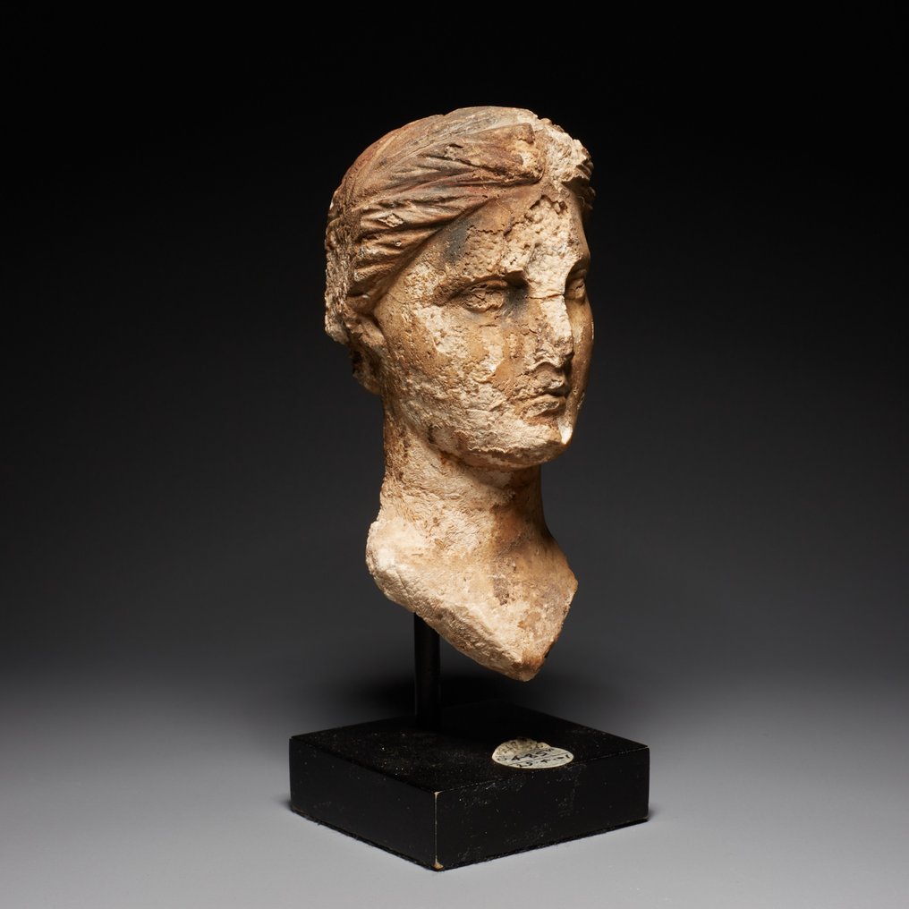 古希臘，邁錫尼 石 女人的头戴头带梳理。公元前3世纪。高13厘米。 #1.0