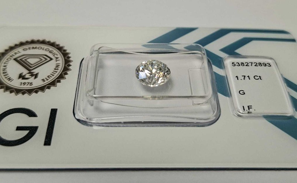 1 pcs Διαμάντι  (Φυσικό)  - 1.71 ct - Στρογγυλό - G - IF - International Gemological Institute (IGI) #1.0
