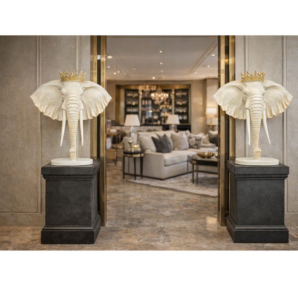 塑像, 2Pcs - XL King Elephants - 56 cm - 树脂 - 2025 #1.0