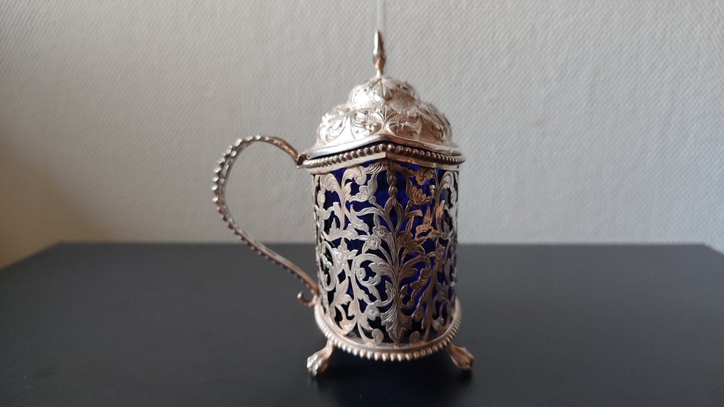 A.de Groot-Boersma-Sneek-1897-Mosterdpot - Tafelservies (2) - .833 zilver #3.2