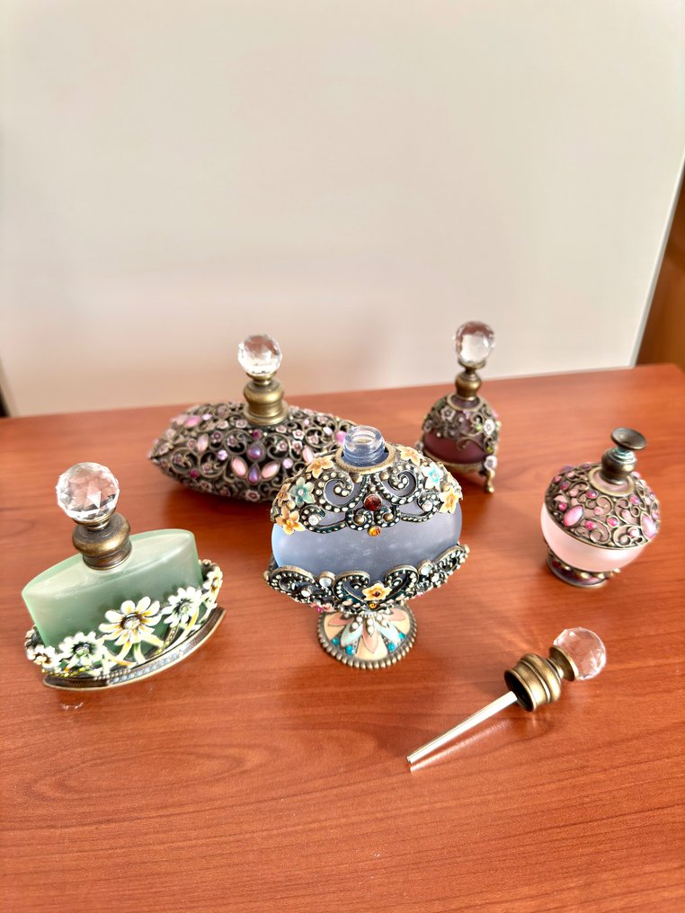 Flacon de parfum (5) - Verre, Laiton - Set Vintage #1.0