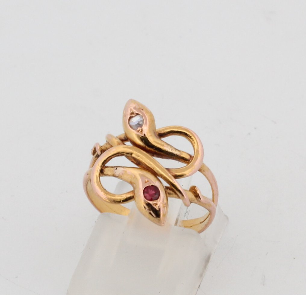 Sin precio de reserva - Anillo - 18 quilates Oro amarillo Rubí - Diamante #1.0