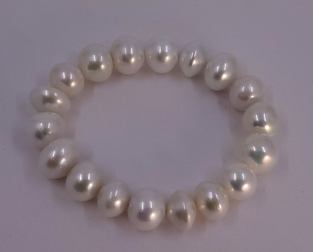 No reserve price - Bracelet 12x14mm White Edison Freshwater pearls #1.0