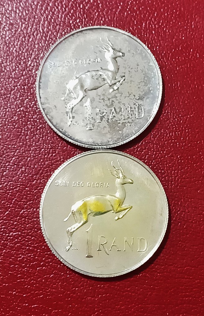 South Africa. 1 Rand 1966 Proof & 1967 Proof  - Lot of 2 coins, all low mintage, 80% silver  LOT #1  (No reserve price) #1.0