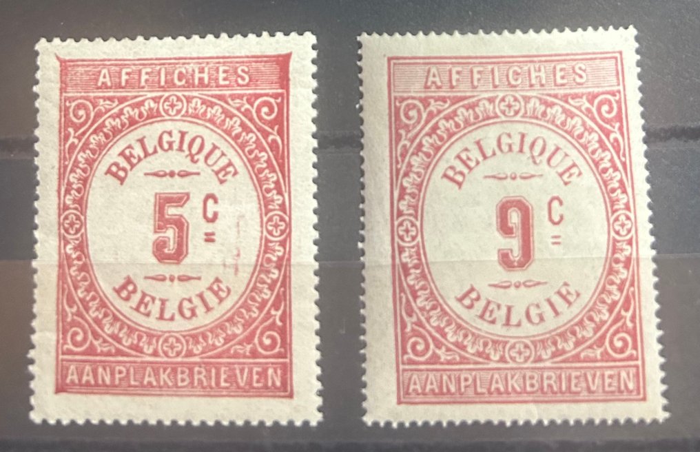 比利时 1886 - 2枚新鲜邮票，用于海报/公告 - Lastdodo : fiscale zegels #1.0