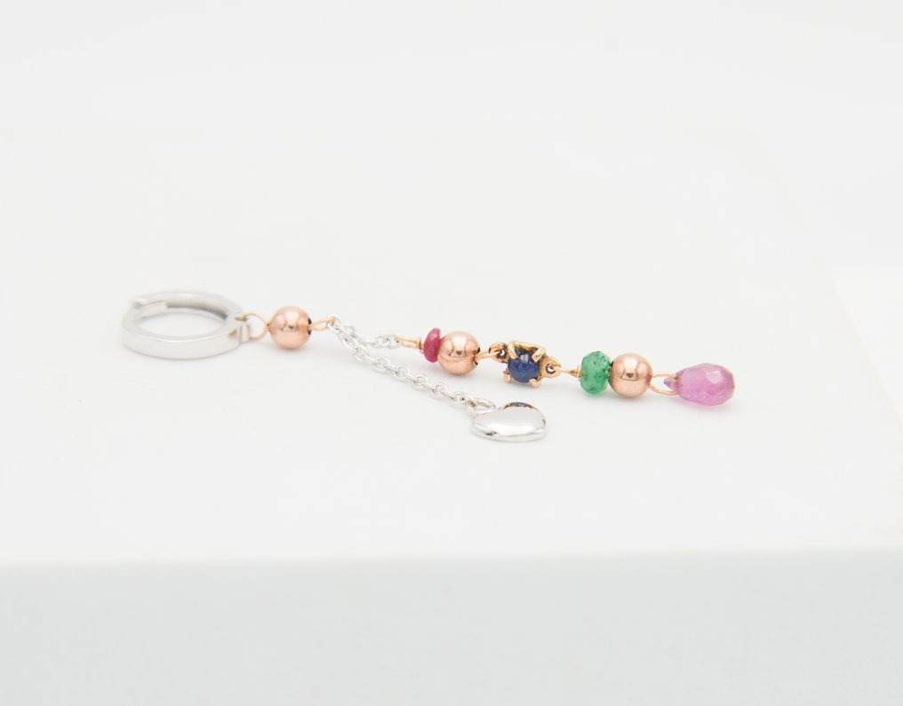 Boucles d'oreilles - 18 carats Or rose, Or blanc Saphir - Tourmaline #1.0