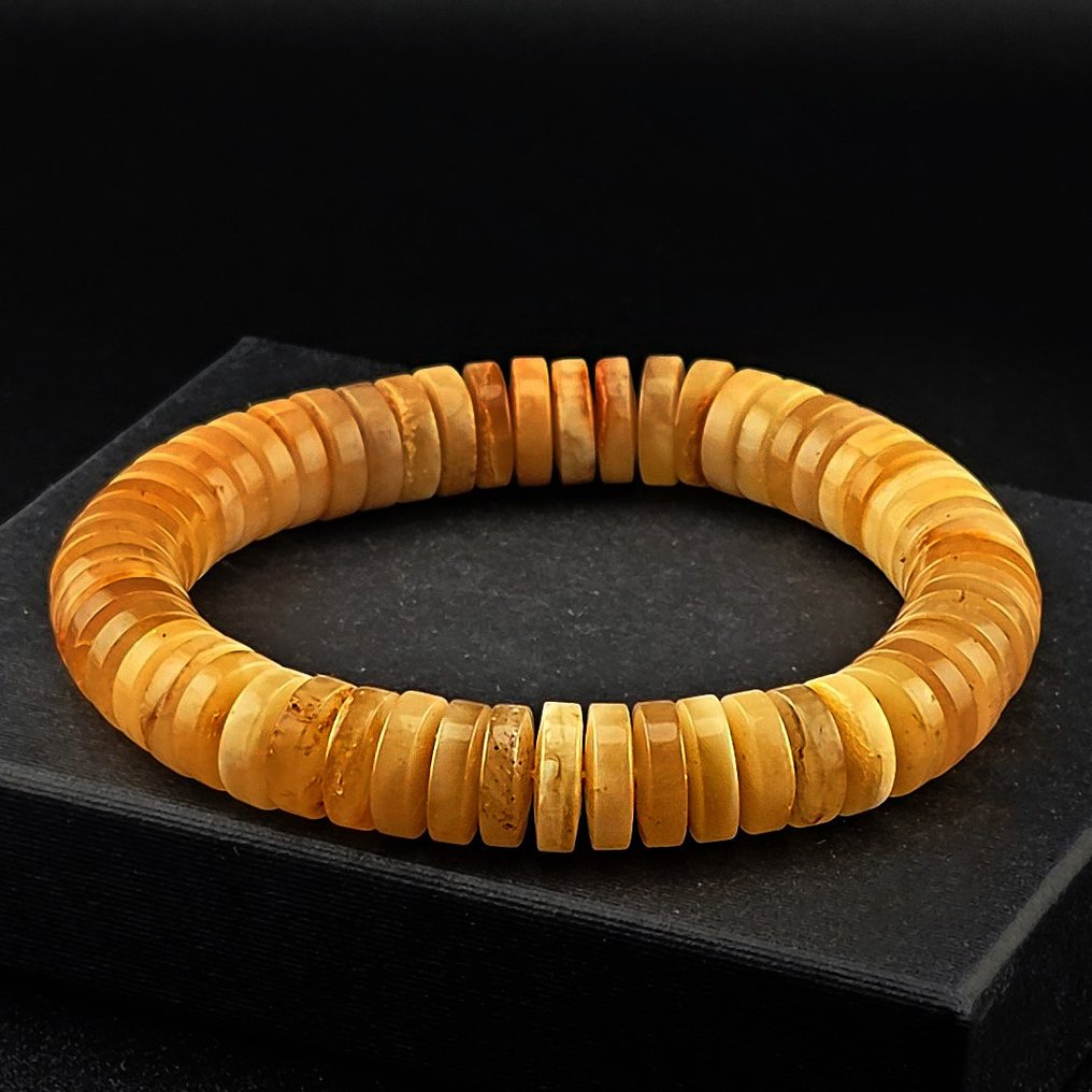 Baltic Amber Fossil Bracelet – Creamy Disc Beads – Handcrafted Timeless Piece - Amber (No reserve price) #1.0