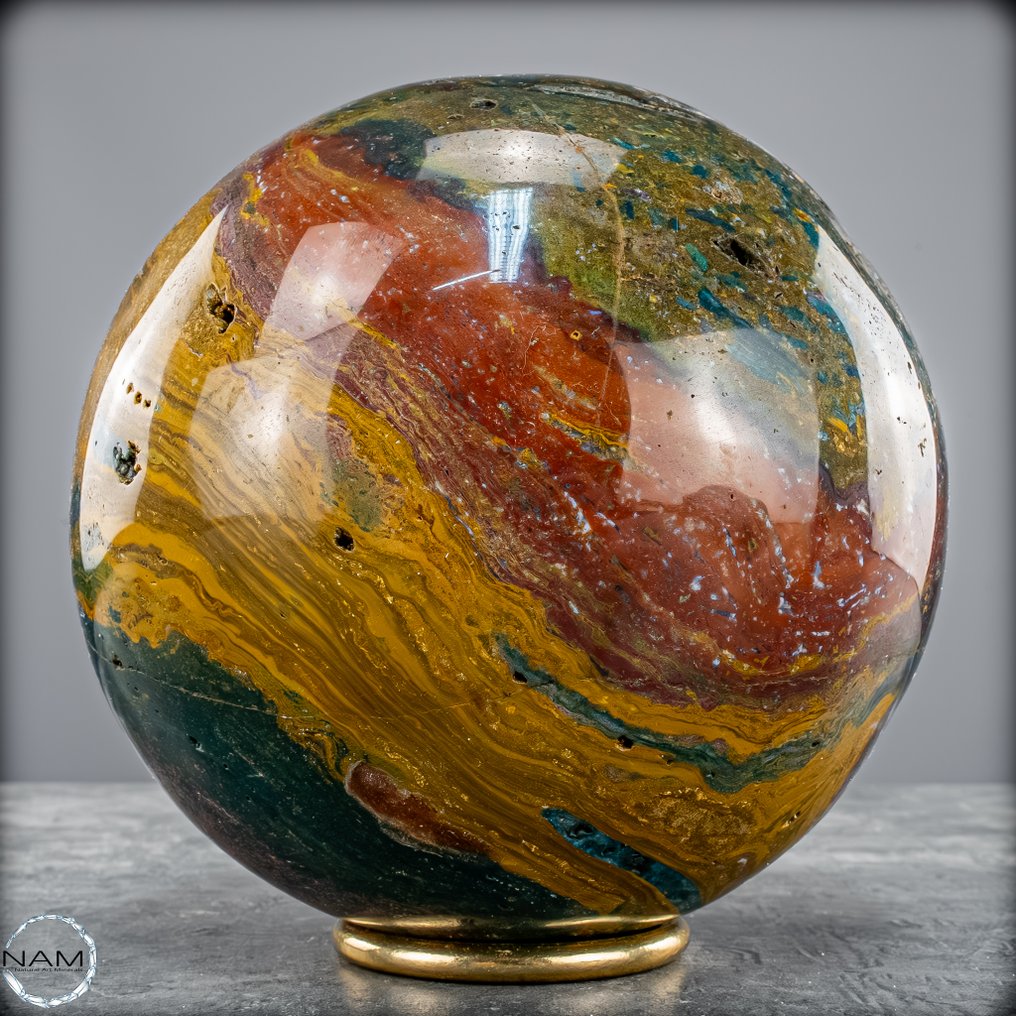 Natural Very Artistic Ocean Jasper-Agate Sphere, with little druses- 5106.18 g #4.3