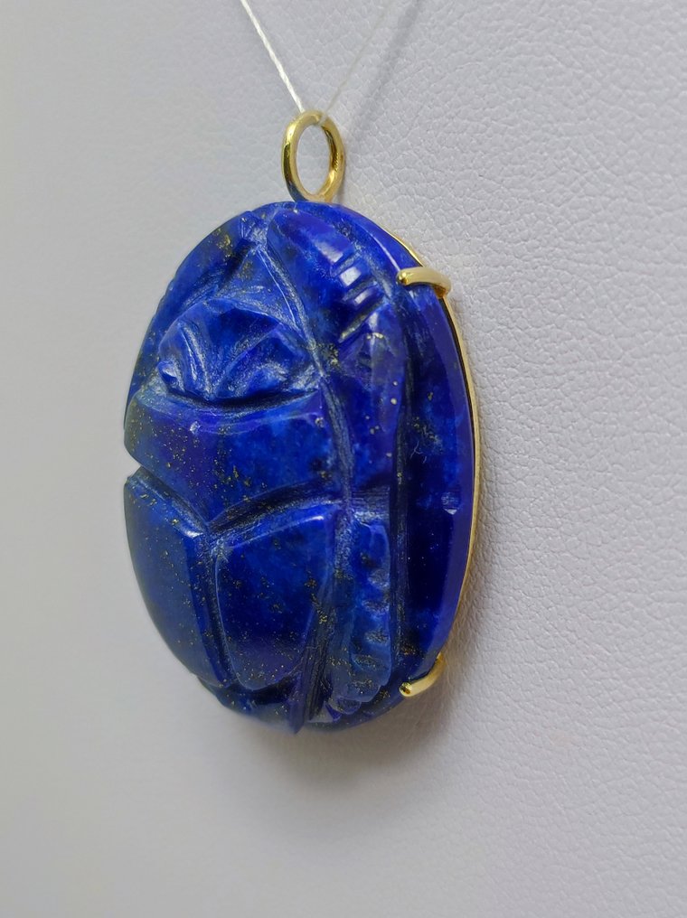 Pendentif - 14 carats Or jaune Lapis-lazuli - Skarabäus #4.3