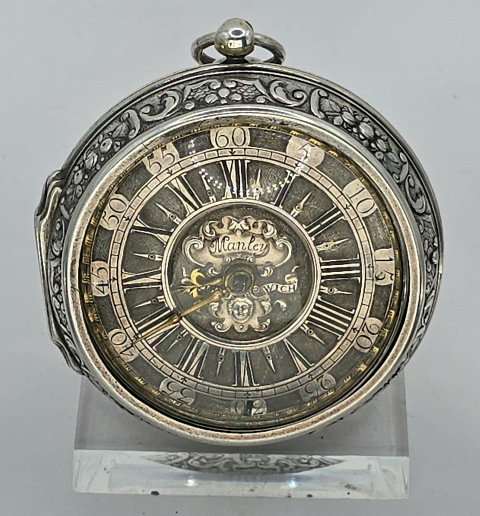 Marrtringe London - feine Oignon-Sackuhr - Champlevezifenblatt - Datum - Repousse die Abfahrt - England um 1720 - Πριν από το 1850 #1.0