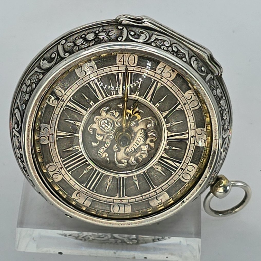 Marrtringe London - feine Oignon-Sackuhr - Champlevezifenblatt - Datum - Repousse die Abfahrt - England um 1720 - Πριν από το 1850 #3.2
