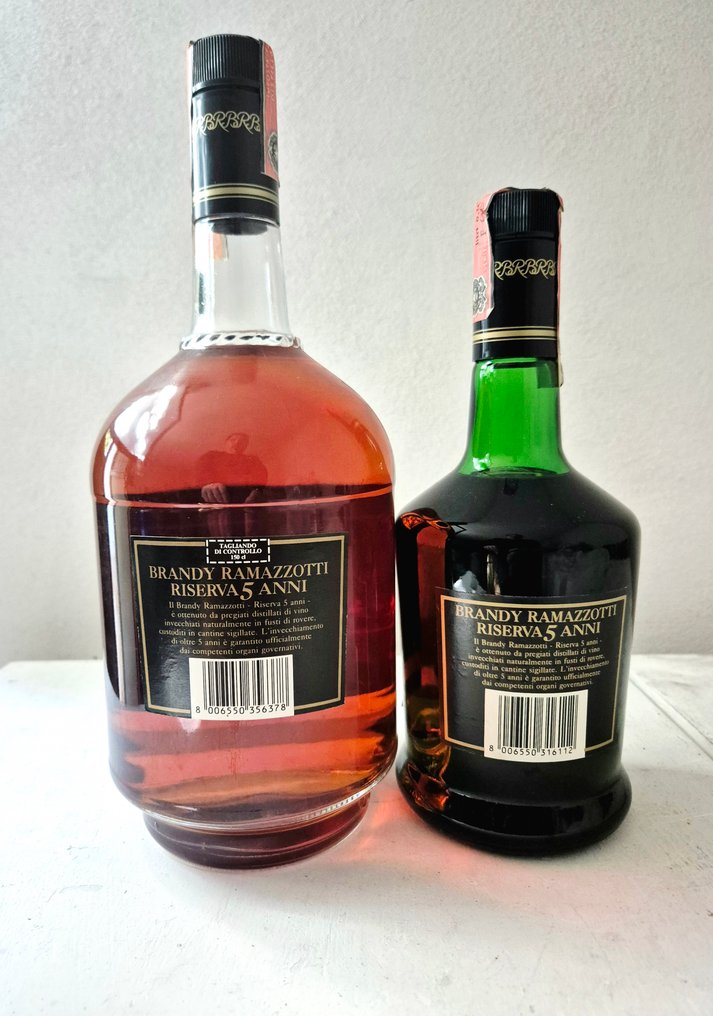 Ramazzotti - Brandy Riserva 5yo + Magnum 5yo - b. 1980s - 1.5 Litres, 70cl - 2 bottles #1.0