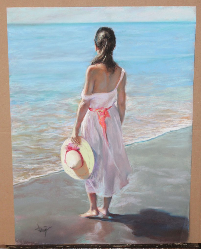 Domingo Alvarez Gomez (1942) - Joven en la orilla de la playa #1.0