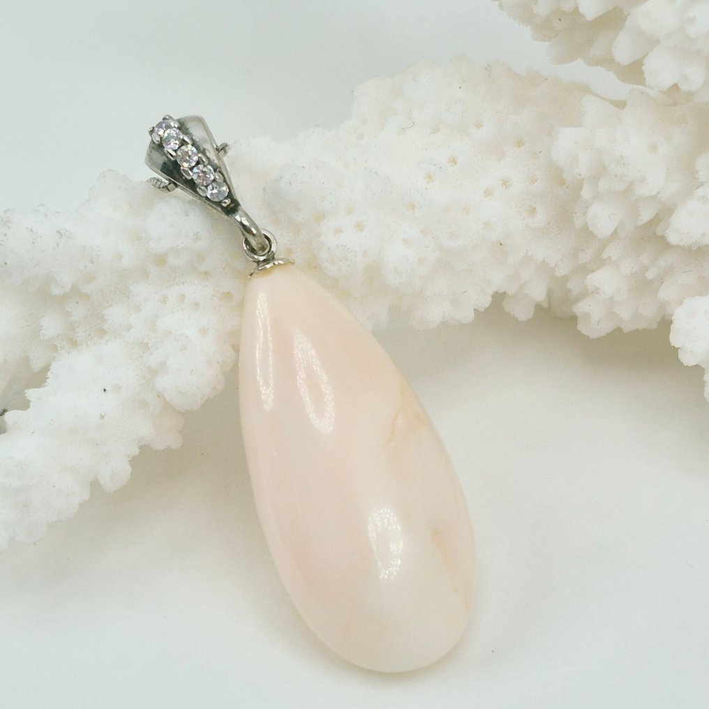 Κοράλλι - Ασημί - Κολιέ με μενταγιόν #1.0