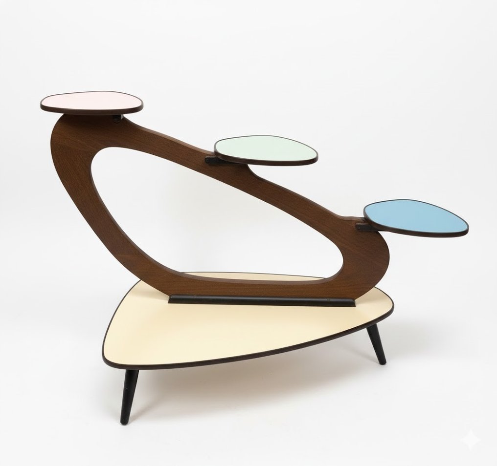 Side table - 木, 黃銅 - 花卉架 - 花卉凳 #1.0