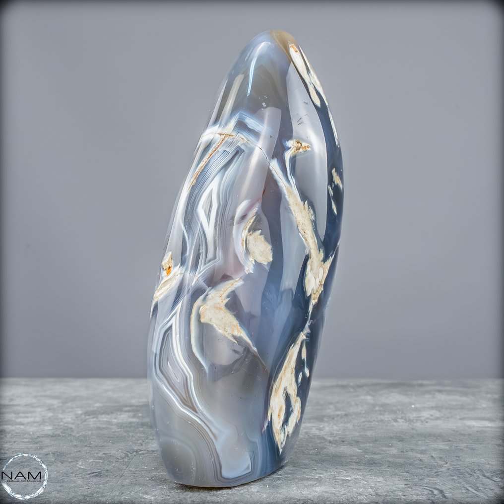 Φυσική μορφή Orca-Achat – μοναδικός σχεδιασμός & απαλές μπλε-λευκές αποχρώσεις Ελεύθερη μορφή- 933.18 g #4.3