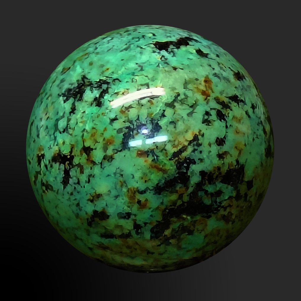 Εξαιρετική φυσική σφαίρα από τιρκουάζ. Πολύτιμος λίθος σκαλισμένος από το Νεπάλ. - Ύψος: 60 mm - Πλάτος: 60 mm- 293 g #1.0