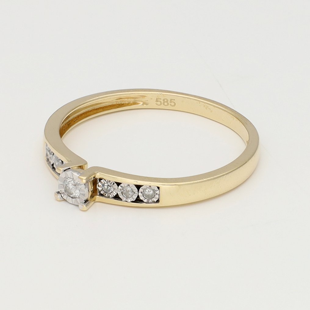 没有保留价 - 戒指 - 14K包金 黄金 - 0.06ct. tw. 钻石 (天然) #1.0