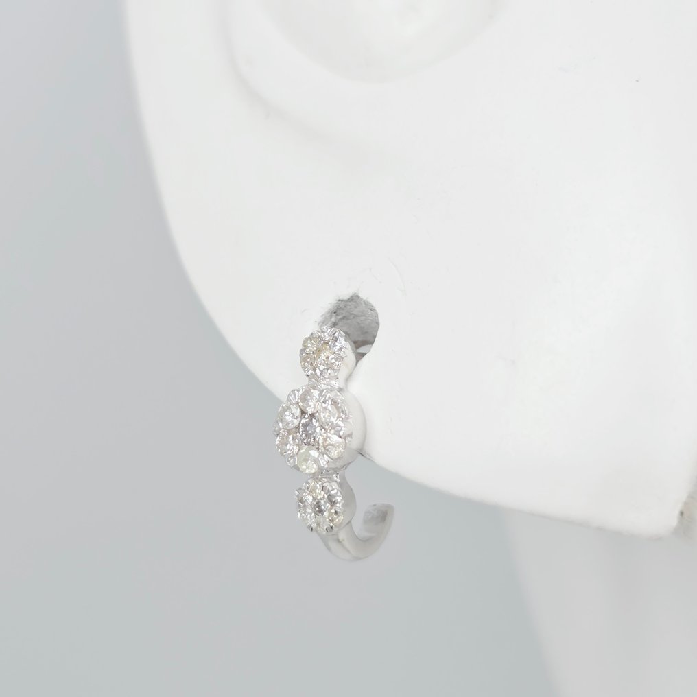 Nincs minimálár - Drop fülbevaló - 14 kt. Fehér arany - 0.25ct. tw. Gyémánt (Természetes) #2.1