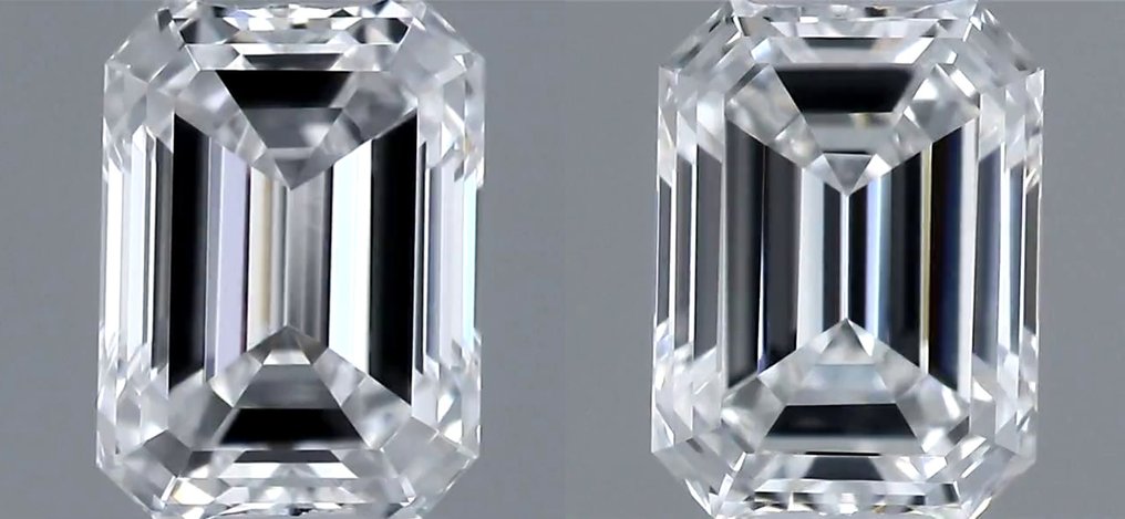 No reserve price - 2 pcs Diamond (Natural) - 0.66 ct - Emerald - D (colourless) - VVS1 - Gemological Institute of America (GIA) - *Matching Pair* *VG* #1.0
